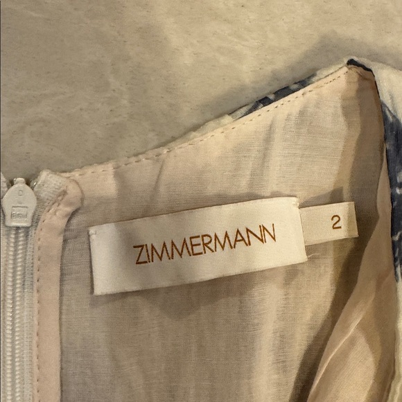 Zimmermann grey/navy and cream pleated Kiera dress - Picture 2 of 16